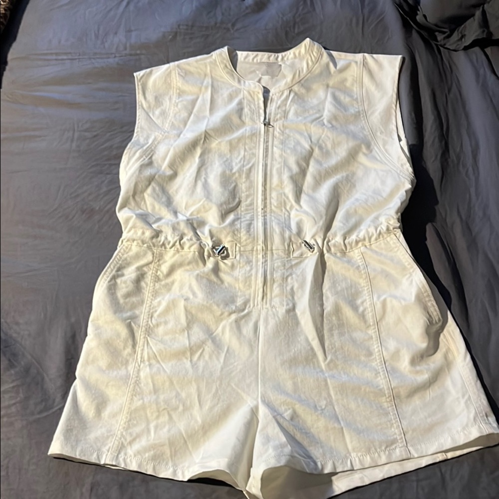 Calia White Sleeveless Zip-Up Romper